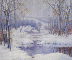 Load image into Gallery viewer, Capturing a quiet moment, this artwork takes one on a peaceful walk over the river, into wintry forest and towards a cozy farmhouse. 
